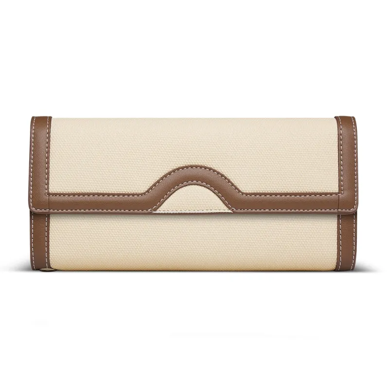 WilliamPOLO Fabric Wallet Women's White & Coffee-0