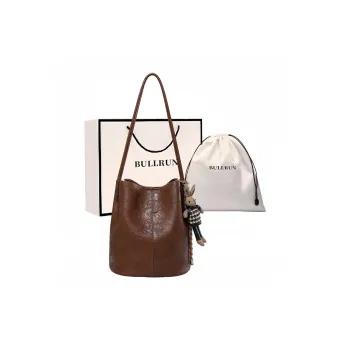 Bullrun Synthetic Leather Shoulder Bag Women's Coffee