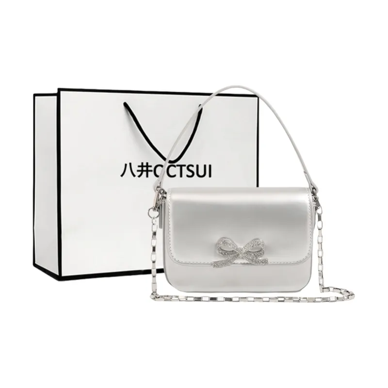 OCTSUI Synthetic Leather One Shoulder Handbag Women's Silver/Black-0