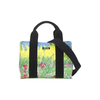 MSGM Cotton Tote Bag, Shopping Bag, Shoulder Bag, Crossbody Bag, Handbag Extra Mini Women's Yellow & Multicolor