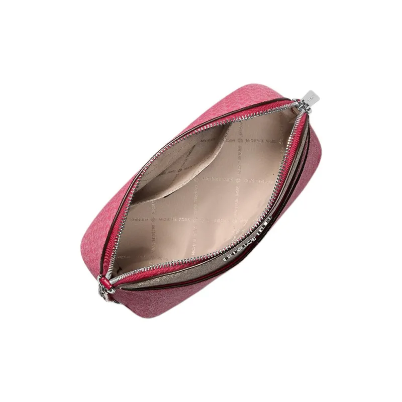 MICHAEL KORS Jet Set Travel Coated Canvas Crossbody Bag, Shoulder Bag Women's Pink & Khaki-1