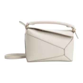 LOEWE Puzzle Solid Color One Shoulder Handbag Mini Women's White