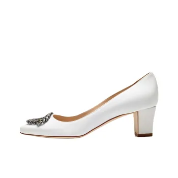 MANOLO BLAHNIK Okkato Block Heel High Heels 5cm Women's White