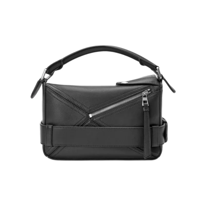 LOEWE Puzzle Bright Calfskin Shoulder Bag, Crossbody Bag, Handbag Trumpets Women's Black-5