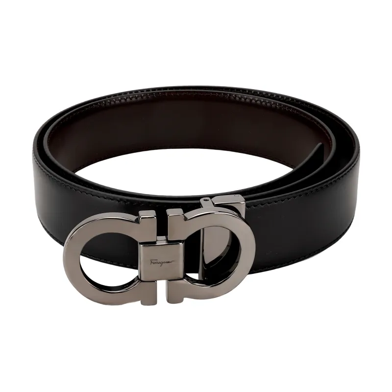 FERRAGAMO Reversible And Adjustable Gancini Belt Black/Auburn-1