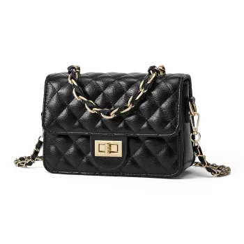 CORALDAISY Synthetic Leather Small Square Bag, Shoulder Bag, Crossbody Bag, Handbag Women's Hepburn Black
