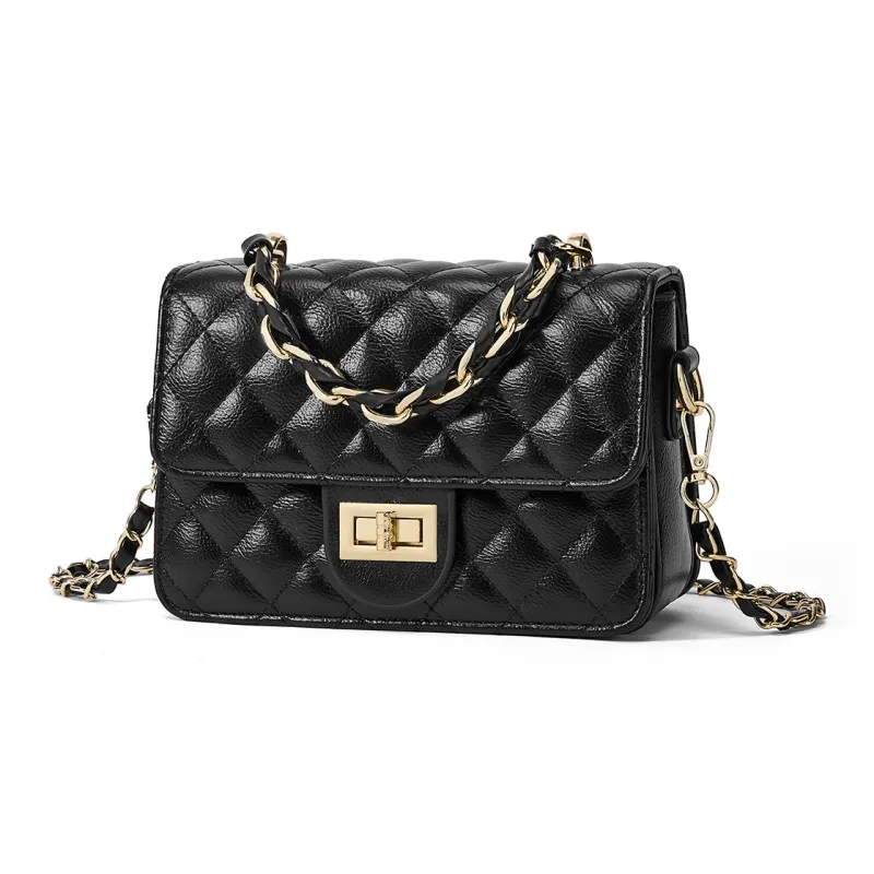 CORALDAISY Synthetic Leather Small Square Bag, Shoulder Bag, Crossbody Bag, Handbag Women's Hepburn Black-0