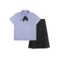 Shirt+Black Crisscross Bow Tie+Black Long Skirt