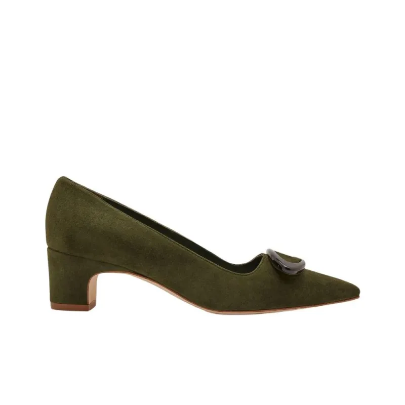 MANOLO BLAHNIK Feni Chunky Heel High Heels 5cm Women's Green-1