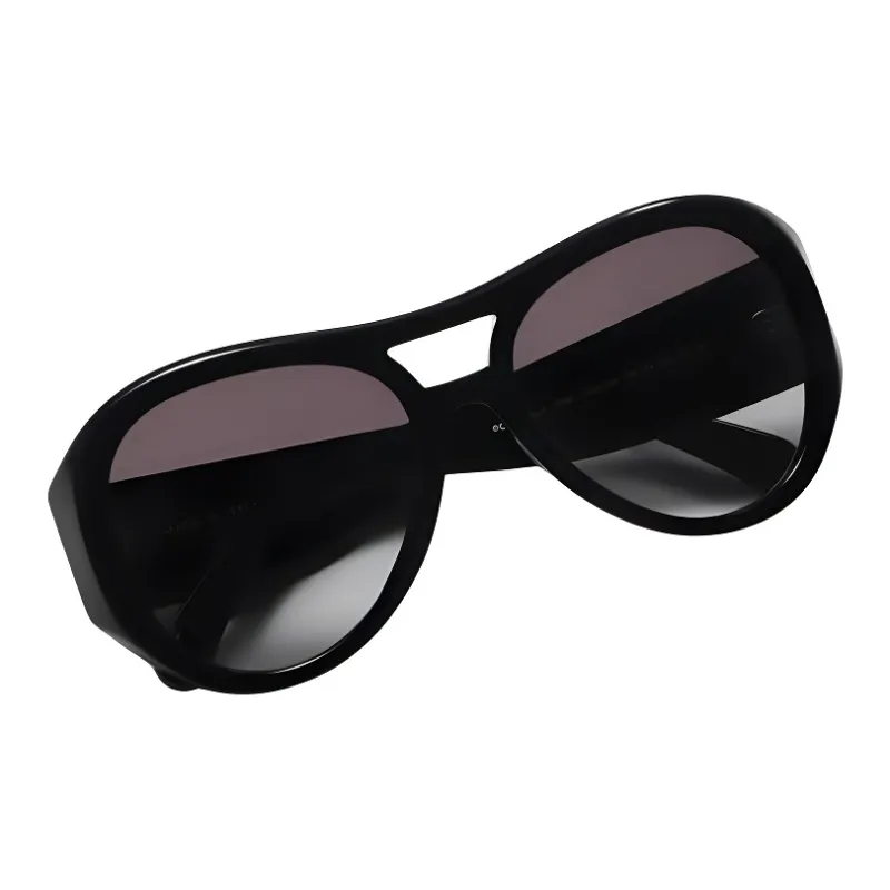 CHANEL Acetate Aviator Sunglasses Women's Black-2
