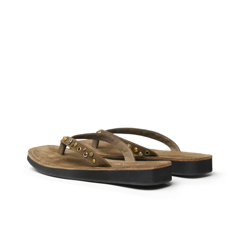 ARCCC Abrasion Resistant Slip Resistant Flip Flops Women's Dark Brown-3