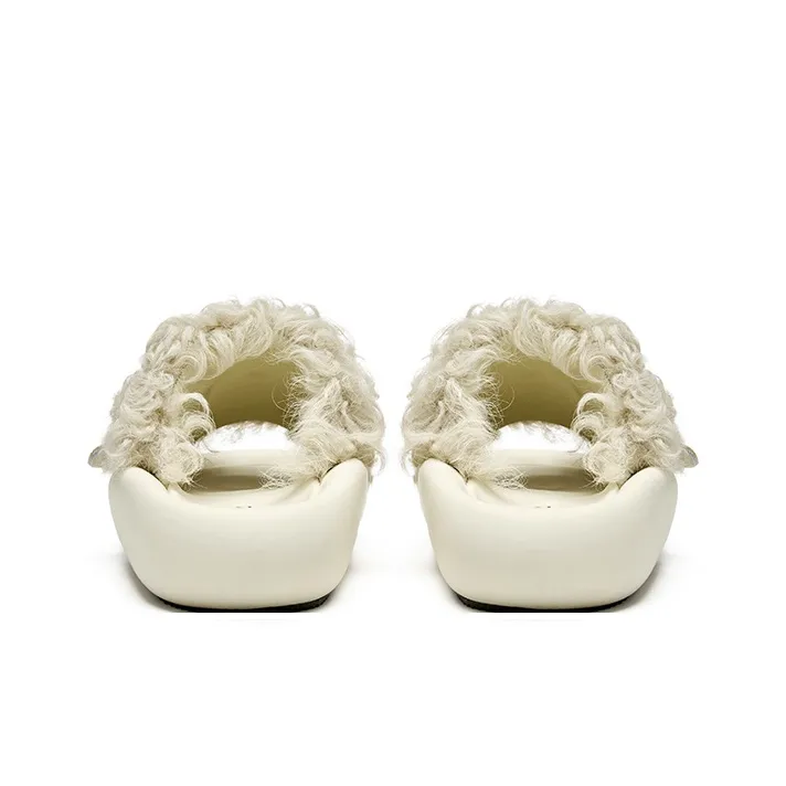 XMZY Initial Round Collection Leather Patchwork Abrasion Resistant Slide Slippers Women's-8
