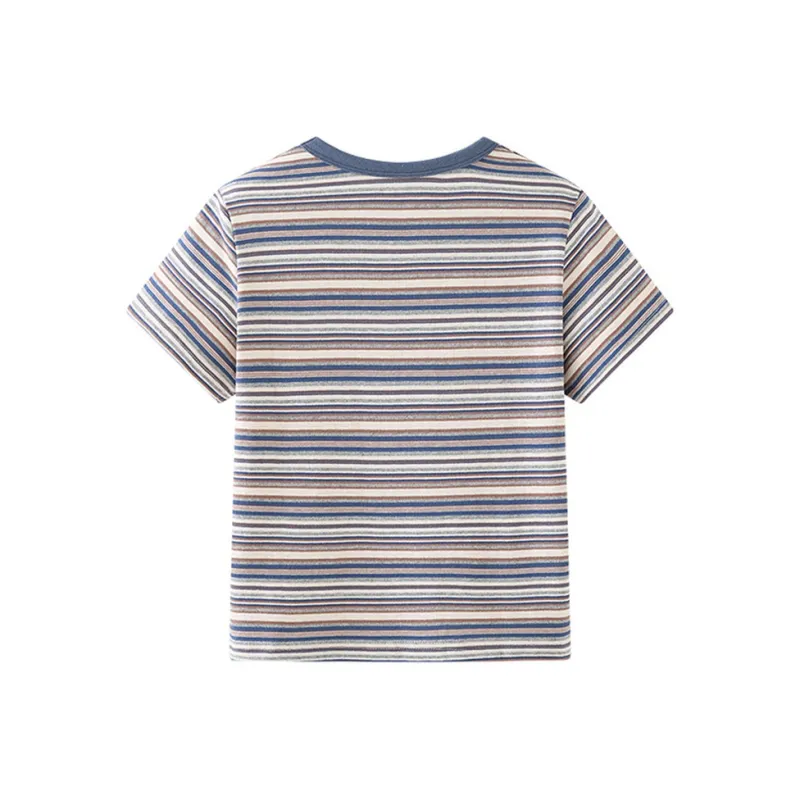 ZAO FU NIAO T Shirts Women's Blue Stripes-1