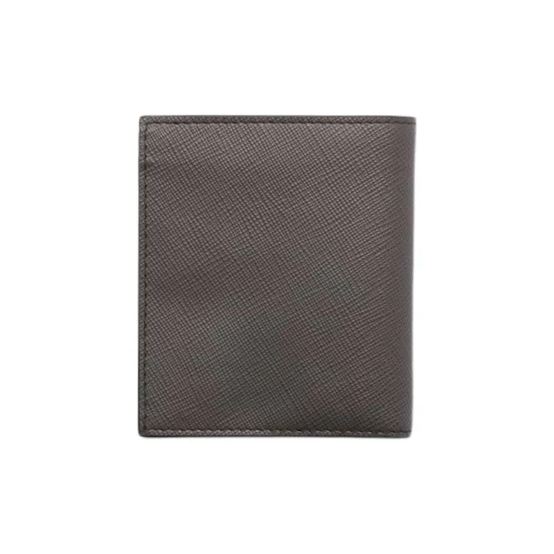 PRADA Saffiano Calfskin Wallet Men's Smoke Gray & Emerald Jade-2