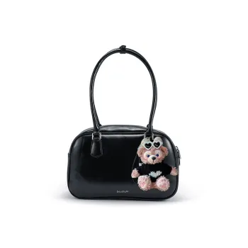 Soullight Split Cow Leather With Synthetic Leather Shoulder Bag Women's Black