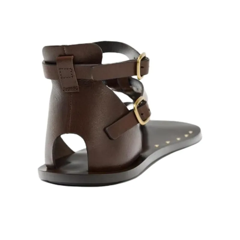 ZARA One Strap Sandals 1cm Women's Brown-4