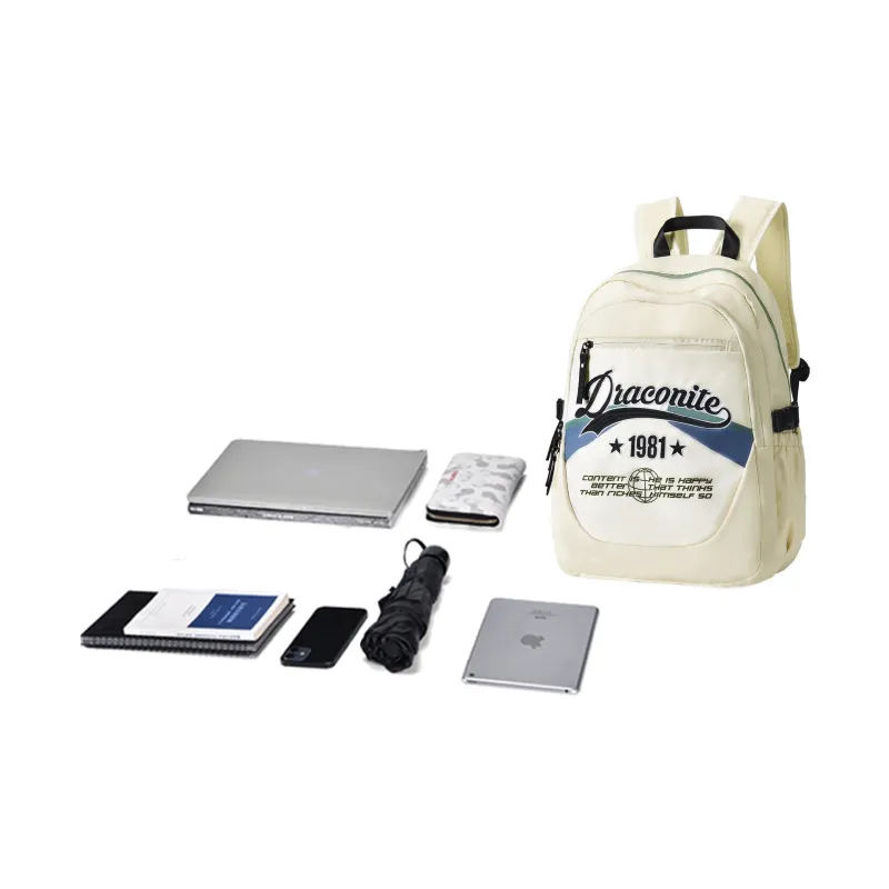 DRACONITE Polyester Backpack Regular Unisex Ecru-4