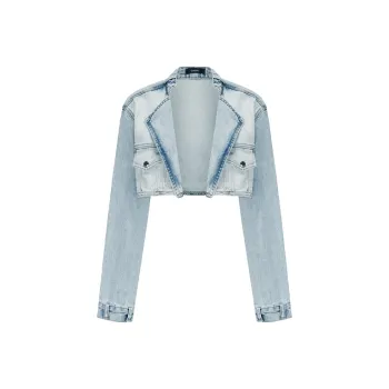 GIMING Denim Jackets Women's Blue White