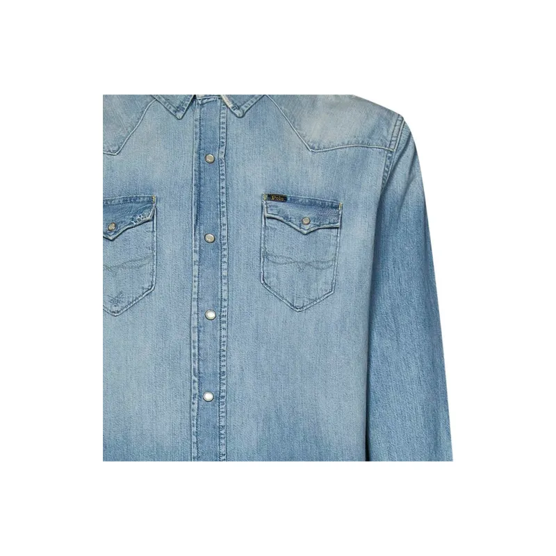 Polo Ralph Lauren Logo Patch Frayed Hem Denim Shirt-2
