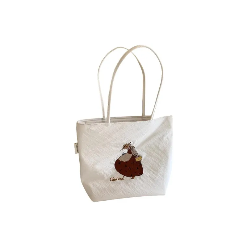 PAYOT Nylon Cartoon Girl Tote Bag, Shoulder Bag Regular Women's Khaki/Ecru-5