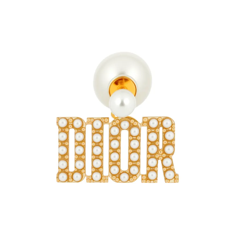 DIOR Metallic Pearls Earrings Women's-1