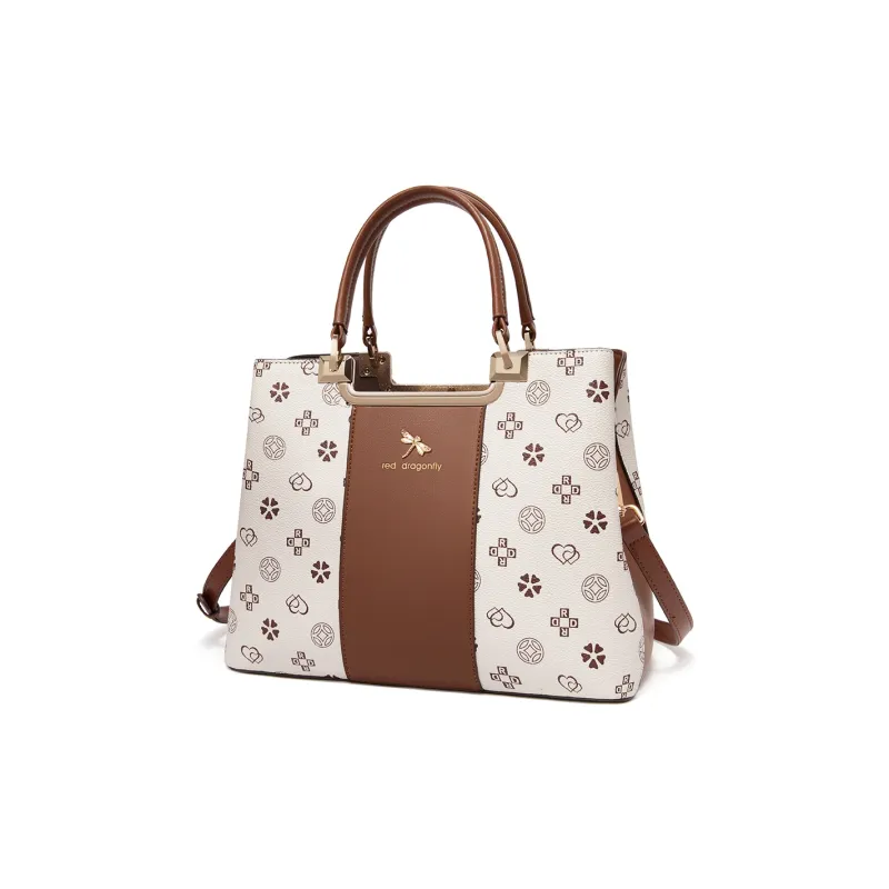 RED DRAGONFLY PVC Handbag Regular Unisex Coffee/Khaki-36