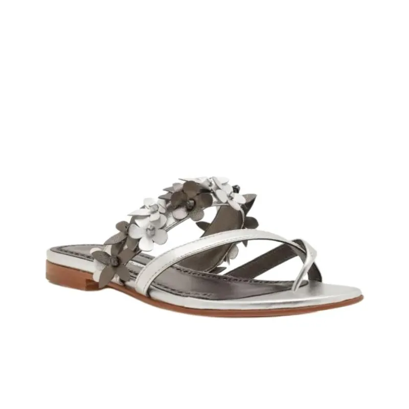MANOLO BLAHNIK Flip Flops Women's Silver-2