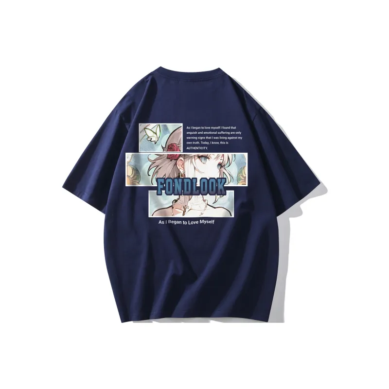 FONDLOOK T Shirts Unisex Navy Blue-0
