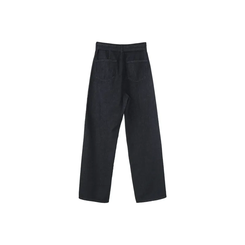 Fstudio Summer Korean Style High Rise Straight Fit Slimming Casual Versatile Jeans Women's-2