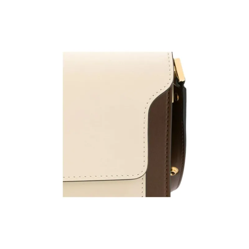 MARNI Trunk Cow Leather Trunk Bag, Shoulder Bag Women's Beige Brown-5