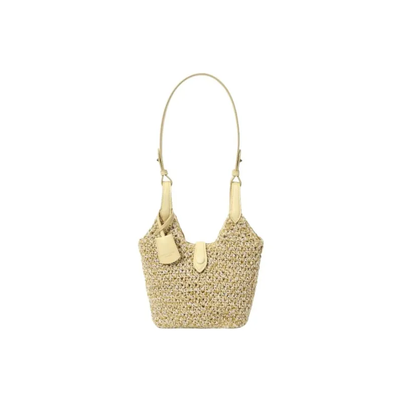 PAYOT Straw Woven Yunqi Listen To The Wind Underarm Shoulder Bag Women's Yellow-0