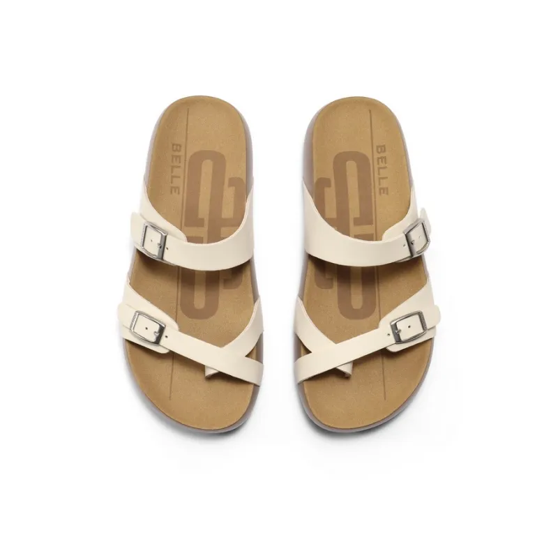 BELLE Slide Slippers Women's Yellow/Gray/Ecru-12