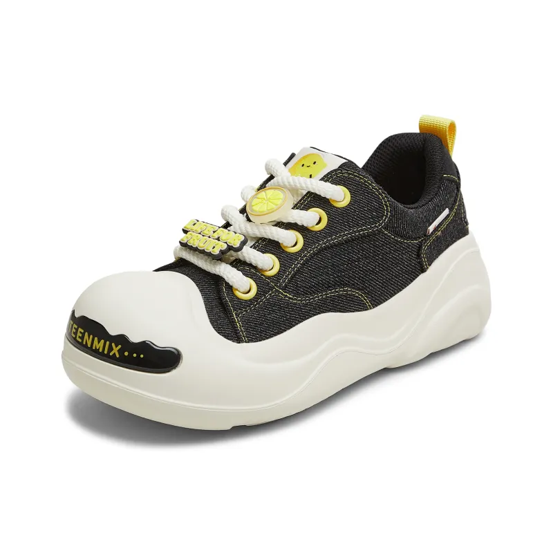 Teenmix Skateboard Shoes Women's Low Top Denim Yellow-2