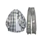 Set (Gray Checkered Top+Dark Gray Pants)