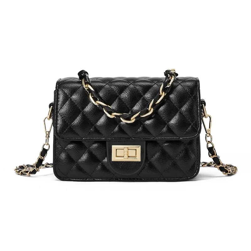CORALDAISY Synthetic Leather Small Square Bag, Shoulder Bag, Crossbody Bag, Handbag Women's Hepburn Black-1