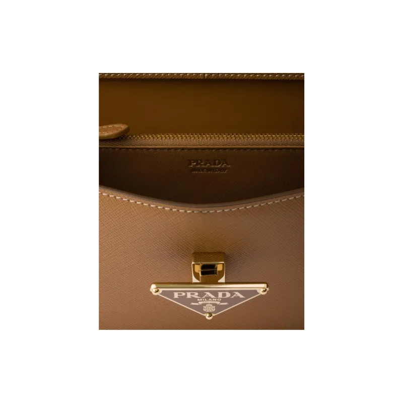 PRADA Saffiano Calfskin Shoulder Bag Mini Women's Caramel-4