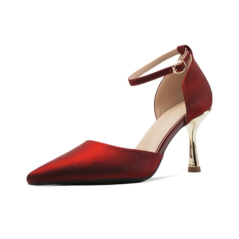 GOSO Slim Heel High Heels Women's Burgundy-0
