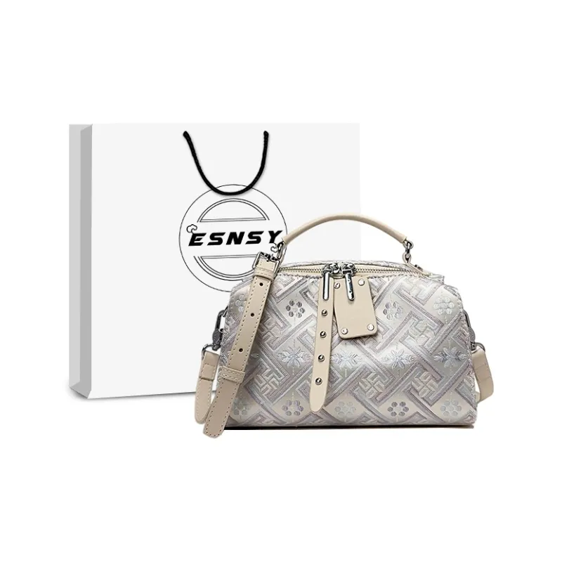 ESNSY Zhuangjin One Shoulder Handbag Women's White-0