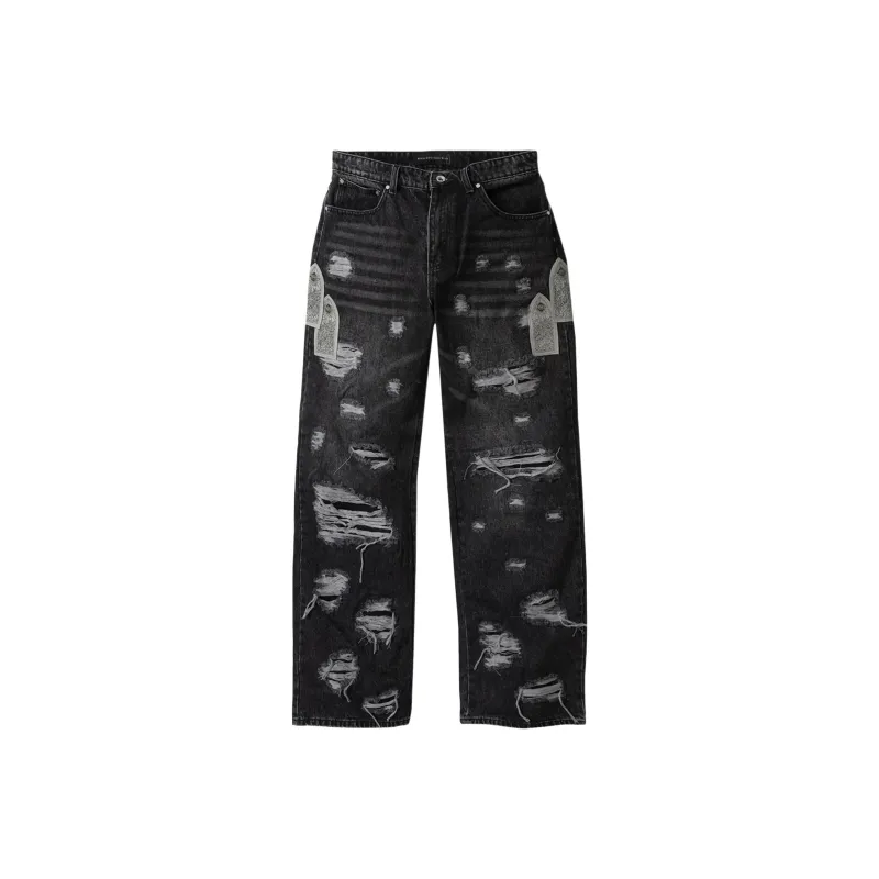 Who Decides War Side Patch Relaxation Jeans-0