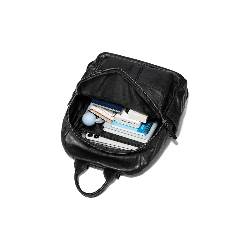 Ace Paul Cow Leather Backpack Unisex Black-6