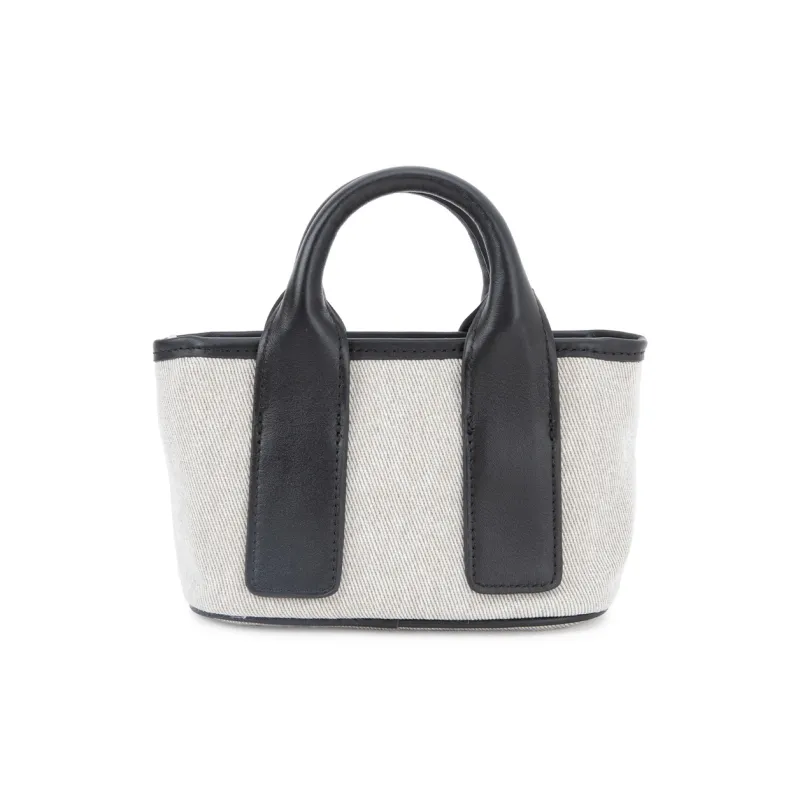 VENOF Top Grain Cow Leather With Canvas Bag One Shoulder Handheld Handbag Trumpets Women's Multicolor-2