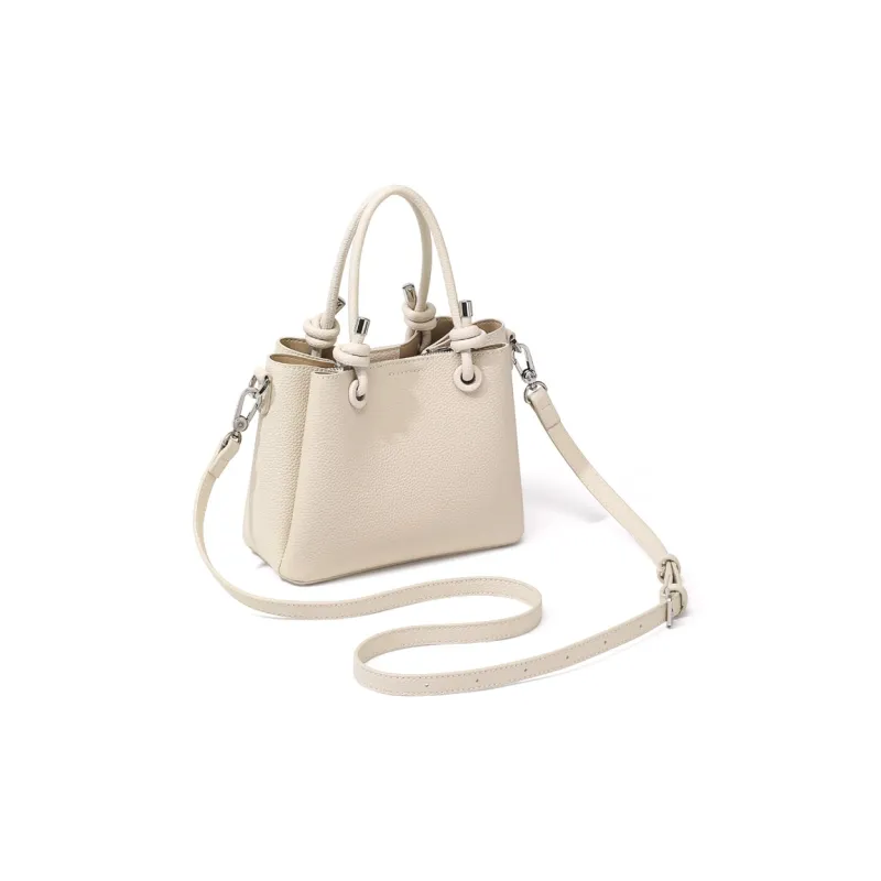 CinvaiKrose Cow Leather Shoulder Bag, Crossbody Bag, Mom's Handbag Tubas Women's Ecru/Black-2
