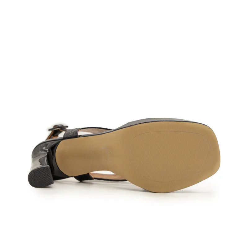 FED One Strap Sandals 8.5cm Women's Black-4