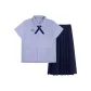 Shirt+Navy Blue Crisscross Bow Tie+Navy Blue Long Skirt