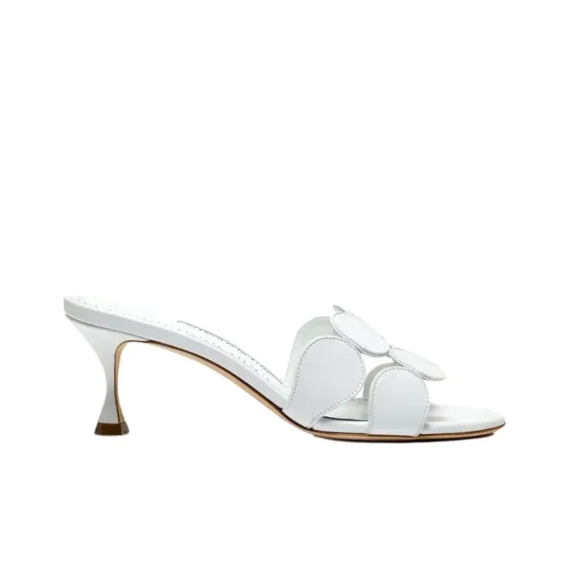 MANOLO BLAHNIK Slide Slippers 5cm Women's White-1