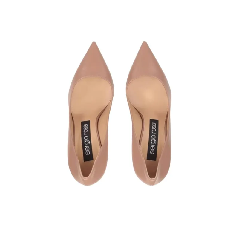 SERGIO ROSSI Godiva Slim Heel High Heels Women's Beige-3