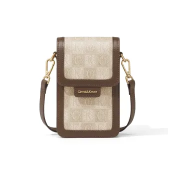 CinvaiKrose PVC Cell Phone Pouch Trumpets Women's Khaki & Brown