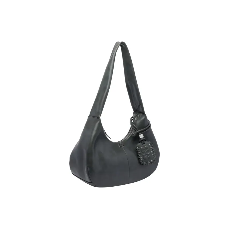 GANNI Calfskin Shoulder Bag Medium Size Women's Gray-1