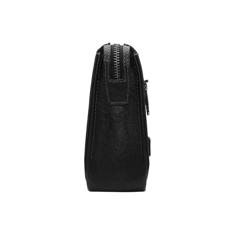 SEPTWOLVES Cow Leather Clutch Men's Black-4