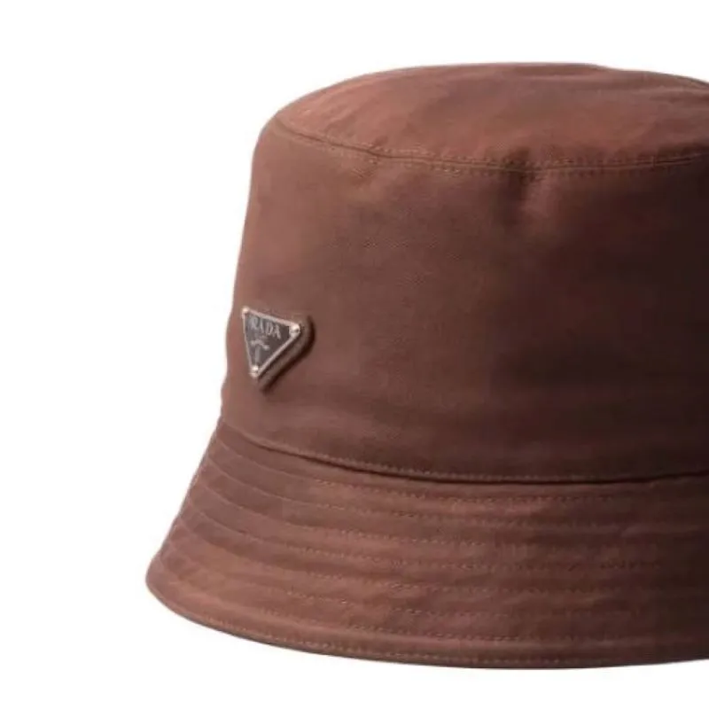 PRADA Cotton Bucket Hats Unisex Dark Brown-1